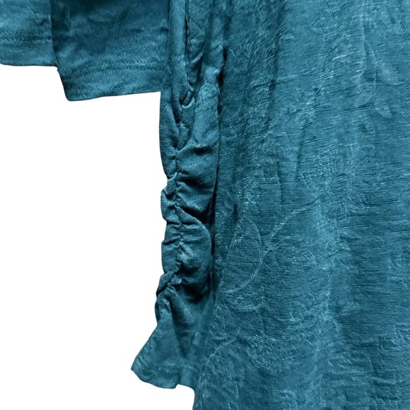 NEW Lane Bryant Teal Floral-Patterned V-Neck Tunic Top With Ruched Sides 22/24 - Picture 7 of 11